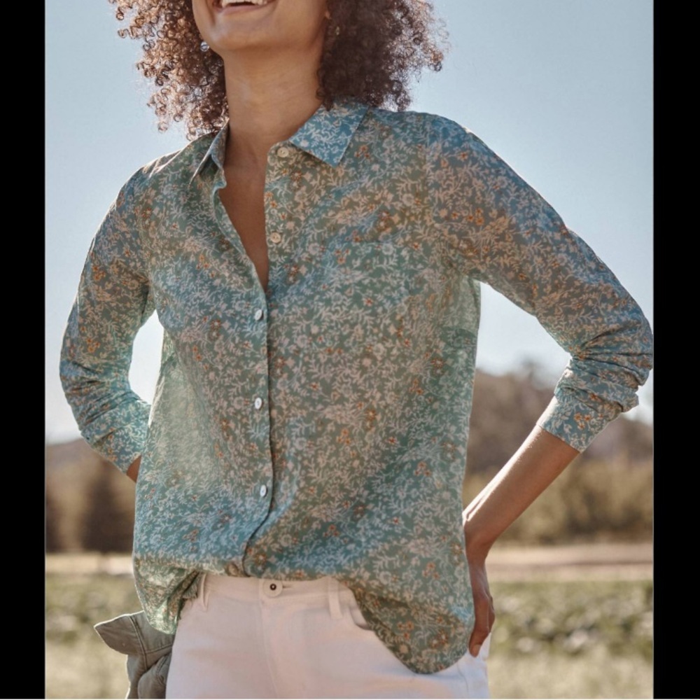 J. Jill Blue and Green Floral Blouse - Picture 2 of 9